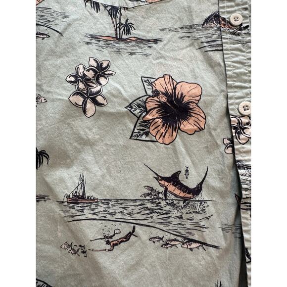 Salty Crew Button Shirt XL Tropic Sails Nautical Floral Outdoor Blue Short Sleev - Picture 3 of 12
